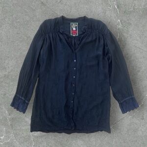 Johnny Was Embroidered and Eyelet Lace Top